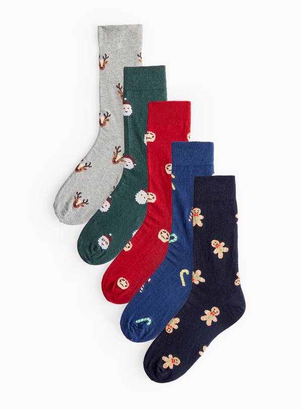 Christmas Printed Ankle Socks 5 Pack 6-8.5